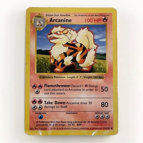 Pokemon Other - Arcanine 23/102 Base Set Shadowless Pokemon 1999 WOTC TCG Card Uncommon NM